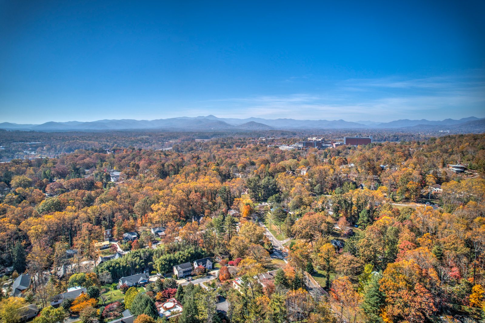 Asheville from above in the fall